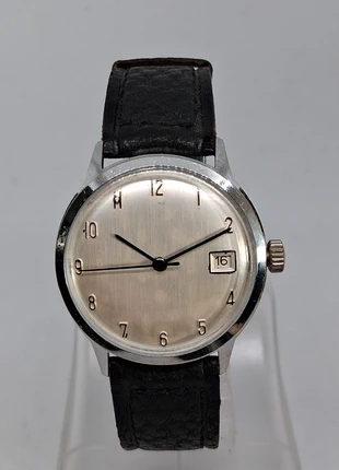 Montre vintage mécanique argenté bracelet cuir années 60, merk: Vintage, staat: Heel goed, maat: 30–38 mm, € 30,00, € 32,20 inclusief Kopersbescherming Pro