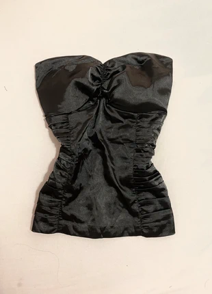 Black Satin Strapless Ruched Corset tube Top Bustier Y2K Party grunge, marque: 2000’s, état: Très bon état, taille: S / 36 / 8, 9,00 €, 10,15 € Protection acheteurs incluse
