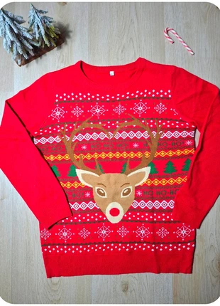Pull de Noël L rouge motif renne Christmas Reindeer Sweater Festive Knit #nl172, brand: Noël, condizioni: Ottime, taglia: L / IT 44 / EU 40, €9.90, €11.10 include la Protezione acquisti