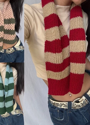 Bundle 3 Scarves: Handmade Y2K Chunky Knit Patterned/ Striped Scarf (#770), marque: Handmade, état: Très bon état, 20,00 €, 21,70 € Protection acheteurs (Pro) incluse
