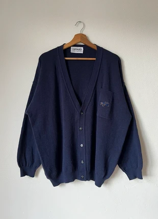 Cardigan maille laine voiture ancienne vintage 80s 90s made in Italy oversize knit wool L marine, merk: Vintage Dressing, staat: Heel goed, maat: L, € 18,00, € 19,60 inclusief Kopersbescherming Pro