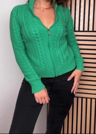 Chaps Ralph Lauren – Veste zippée torsadée femme verte M coton/acrylique, marque: Chaps Ralph Lauren, état: Très bon état, taille: M / 38 / 10, 19,00 €, 20,65 € Protection acheteurs (Pro) incluse