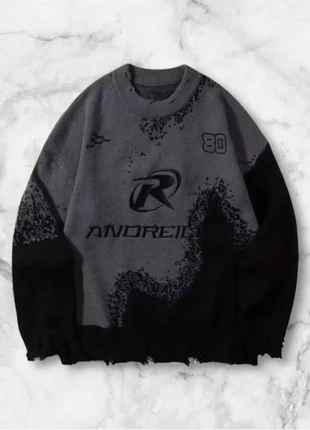 Pull gris et noir, détails imprimés + bas destroy, style streetwear vintage Y2K, taille M, marke: y2k, zustand: Sehr gut, größe: M, 40,00 €, 42,70 € beinhaltet Vinted-Käuferschutz Pro