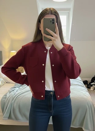 🧥 Veste bomber bordeaux – coupe courte, marque: Atelier Eliora, état: Très bon état, taille: S / 36 / 8, 52,90 €, 56,25 € Protection acheteurs (Pro) incluse