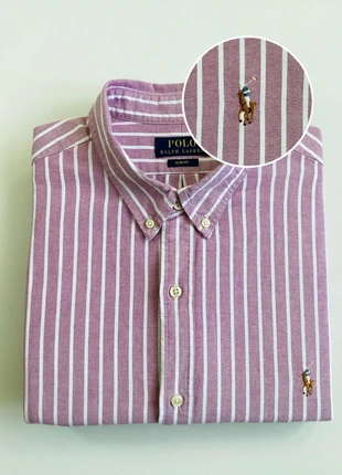 Chemise homme Ralph Lauren à rayures vieux rose et blanches – Slim Fit – Taille XL, merk: Ralph Lauren, staat: Nieuw zonder prijskaartje, maat: XL, € 45,00, € 47,95 inclusief Kopersbescherming