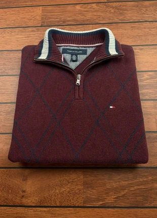 Pull half zip 1/4 zip Tommy Hilfiger bordeaux col camionneur logo brodé - Taille S, brand: Tommy Hilfiger, condition: Very good, size: S, €25.00, €26.95 includes Buyer Protection