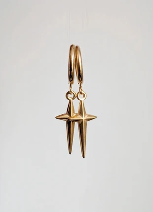 Gold Star Sparkle Cross Style Hoop Dangle Earrings, condition: New without tags, £9.00, £10.15 includes Buyer Protection