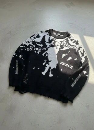 Pull Oversize Noir Délavé – Streetwear Grunge / Hiver / Franges Usées, brand: Vintage Dressing, condition: Very good, size: M, €49.90, €53.10 includes Buyer Protection