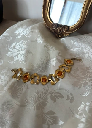 Bracelet vintage doré abstrait résine orange, marque: Bracelet Vintage, état: Bon état, 9,50 €, 10,68 € Protection acheteurs (Pro) incluse