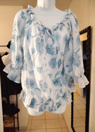 White/ light blue flowers top, état: Neuf sans étiquette, taille: XL / 42 / 14, 3,00 €, 3,85 € Protection acheteurs incluse
