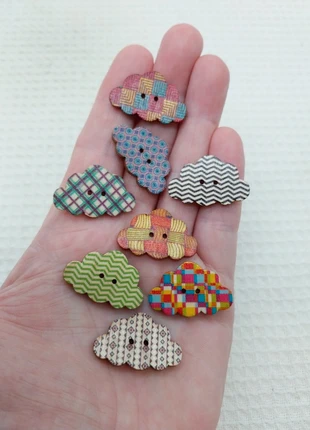 Bouton de couture nuage en bois multicolore - 8pcs A0638, marca: Mercerie Syllikan, estado: Muy bueno, 2,25 €, 3,06 € Protección al comprador Pro incluida