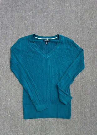 Pull à col V torsadé tommy Hilfiger bleu femme taille S, marque: Tommy Hilfiger, état: Bon état, taille: S / 36 / 8, 6,00 €, 7,00 € Protection acheteurs incluse