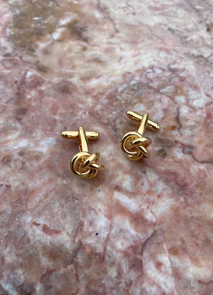 Boutons de manchette nœud dorés – Finition or brillant, style classique chic, marque: Café Coton, état: Neuf sans étiquette, 11,54 €, 12,82 € Protection acheteurs incluse