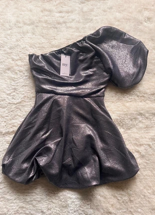 My Jewellery metallic ballon jurk balloon dress pofmouw pufsleeve zilver maat L, merk: My Jewellery, staat: Nieuw met prijskaartje, maat: L / 40 / 12, € 29,00, € 31,15 inclusief Kopersbescherming