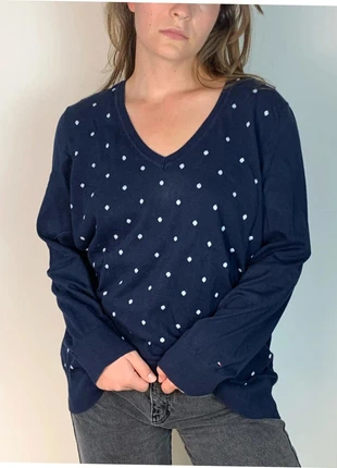 Pull Col En V Tommy Hilfiger à pois - Taille XXL Femme, brand: Tommy Hilfiger, condition: Very good, size: XXL / 44 / 16, €15.00, €16.45 includes Buyer Protection Pro
