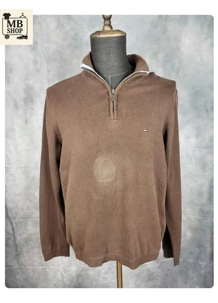 Pull col camionneur Half zip 1/4 zip 100% coton Tommy Hilfiger Marron Taille S, brand: Tommy Hilfiger, condizioni: Discrete, taglia: S, €9.90, €11.10 include la Protezione acquisti Pro