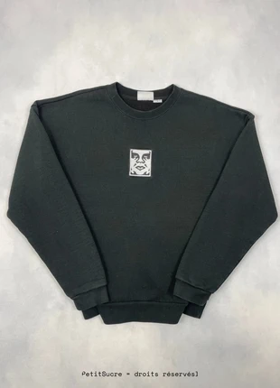 Pull Obey Noir brodé coupe Large Crew Neck Oversize Sweatshirt - Taille M #1772, brand: Obey, condition: Very good, size: M, €49.00, €52.15 includes Buyer Protection Pro
