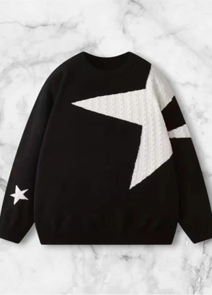 Pull noir graphique avec grande étoile blanche taille M style streetwear Y2K vintage, marque: y2k, état: Très bon état, taille: M, 35,00 €, 37,45 € Protection acheteurs (Pro) incluse