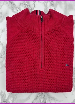 Sweat/Pull 1/4 Zip, Halfzip Tommy Hilfiger Rouge / Col camionneur / Logo brodé / Taille M Homme, brand: Tommy Hilfiger, condition: Very good, size: M, €35.00, €37.45 includes Buyer Protection