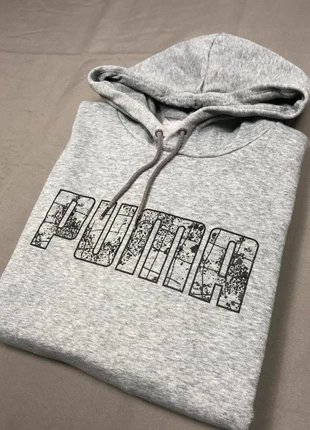 Hoodie Sweat à capuche PUMA gris chiné – logo noir texturé – Taille M, marque: Puma, état: Très bon état, taille: M, 17,99 €, 19,59 € Protection acheteurs incluse