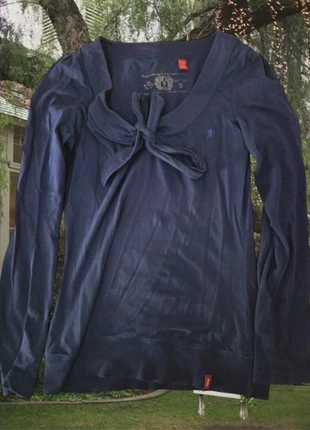 Elena Gilbert Navy blue Early 2000s EDC by Esprit top with bow, brand: EDC by Esprit, condition: Very good, size: XS / 34 / 6, €29.90, €32.10 includes Buyer Protection