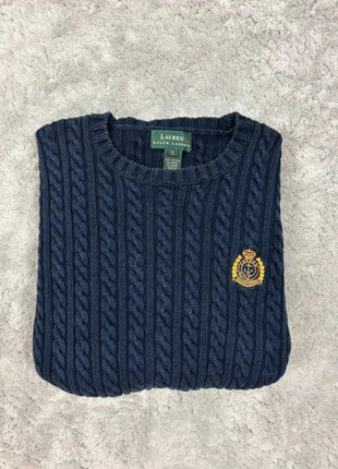 Pull sweat torsadé Ralph Lauren bleu marine pour femme taille L logo brodé, brand: Lauren Ralph Lauren, condizioni: Ottime, taglia: L / IT 44 / EU 40, €30.00, €32.20 include la Protezione acquisti