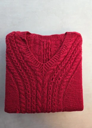 pull irlandais fait main torsadé col v coupe droite rouge bordeaux femme vintage, marque: Vintage Dressing, état: Très bon état, taille: M / 38 / 10, 27,00 €, 29,05 € Protection acheteurs incluse