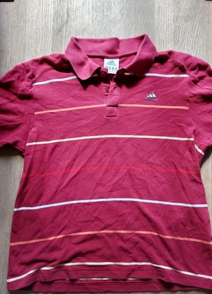Polo Adidas. Rouge à rayures. Taille M., brand: adidas, condition: Very good, size: M, €17.50, €19.08 includes Buyer Protection
