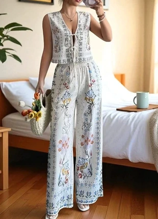 Ensemble fleuri haut sans manches + pantalon noué - S, marke: Minella, zustand: Sehr gut, größe: S / 36 / 8, 35,00 €, 37,45 € inklusive Vinted-Käuferschutz