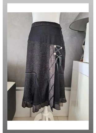 Jupe midi esprit patchwork noire et grise évasée S.Quise T.36/S (191025), marca: SQuise, estado: Muy bueno, tamaño: S / 36 / 8, 12,00 €, 13,30 € Protección al comprador incluida