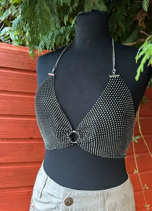 Silver rhinestone halter top, marque: non brand, état: Très bon état, taille: Taille unique, 19,00 €, 20,65 € Protection acheteurs incluse