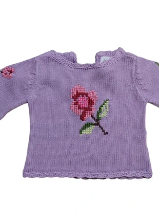 Magnifique Pull type jersey en Coton avec broderie Vintage, brand: Vintage Chic, condition: Very good, size: 3-6 months / 62 cm, €9.90, €11.10 includes Buyer Protection