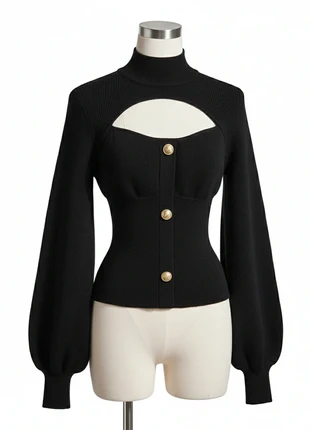 Superbe Pull Élégant Montant Manches Ballon Corset Boutons Dorés, merk: Tendance, staat: Heel goed, maat: M / 38 / 10, € 58,99, € 62,64 inclusief Kopersbescherming