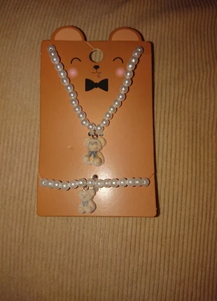 Set de bijoux, un collier+un bracelet perles avec pendentif ourson, brand: sansnom., condition: New with tags, €1.50, €2.28 includes Buyer Protection