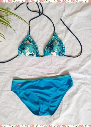 💝Precioso bikini azul turquesa combinado - top estampado y braga deportiva Speedo TS, marque: Speedo, état: Très bon état, taille: S / 36 / 8, 9,99 €, 11,19 € Protection acheteurs incluse