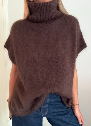Pull oversize à col roulé marron 30% mohair TU, brand: Intuition, condition: Very good, size: One size, €45.00, €47.95 includes Buyer Protection