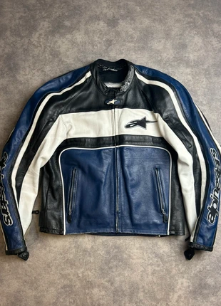 Blouson moto Alpinestars – Cuir – Bleu/Noir/Blanc – Taille 40 US / 50 EU – Excellent état, marque: Alpinestars, état: Très bon état, taille: 5XL / 50 / 22, 89,99 €, 95,19 € Protection acheteurs incluse