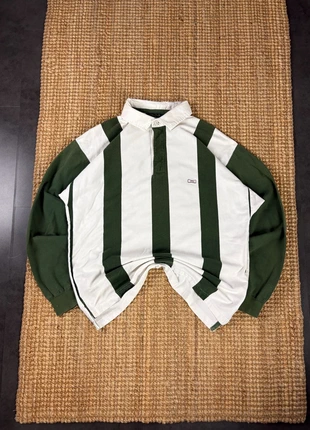 Polo Manches Longues à Rayures Blanc et Vert Eden Park Logo Brodé Taille L, merk: Eden Park, staat: Heel goed, maat: L, € 25,00, € 26,95 inclusief Kopersbescherming Pro
