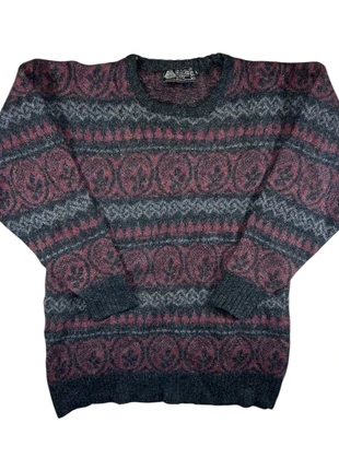 Pull 100% laine vierge motif vintage bordeaux & gris – Taille S, marque: Vintage Dressing, état: Très bon état, taille: S, 29,00 €, 31,15 € Protection acheteurs (Pro) incluse