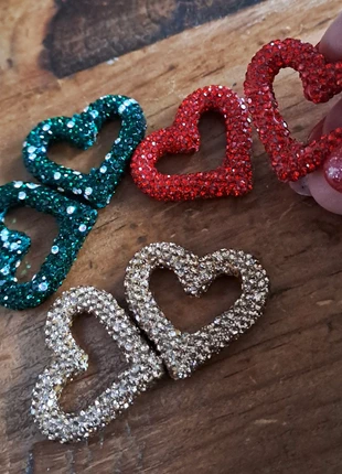 Open glitterhart kralen/hangers 6 stuks 28,5x32mm, marca: Eigen, estado: Muito bom, €7.49, €8.56 inclui Proteção do Comprador Pro