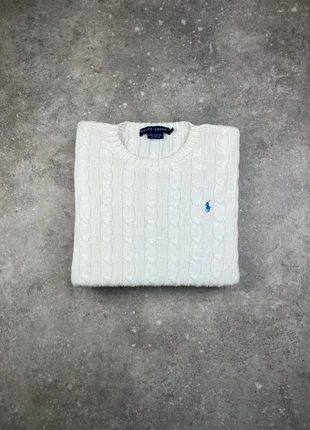 Pull Col Rond Tressé Torsadé Polo Ralph Lauren Taille M Blanc Logo Brodé Bleu 100% Coton #R32, marque: Ralph Lauren, état: Très bon état, taille: M / 38 / 10, 60,00 €, 63,70 € Protection acheteurs (Pro) incluse
