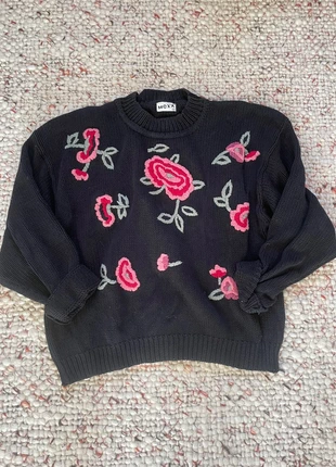 Pull noir vintage Mexx motifs fleurs coton ok 38, brand: Mexx, condizioni: Buone, taglia: M / IT 42 / EU 38, €5.00, €5.95 include la Protezione acquisti