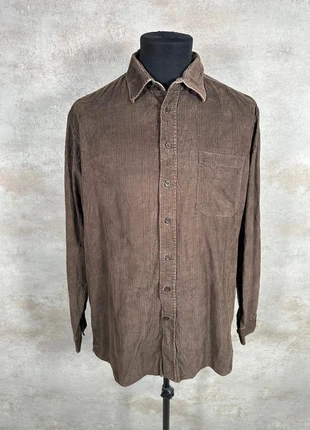 Chemise Vintage En Velours Côtelé / Corduroy Kingfield marron texteure loose taille L, merk: Vintage Dressing, staat: Heel goed, maat: L, € 13,00, € 14,35 inclusief Kopersbescherming Pro