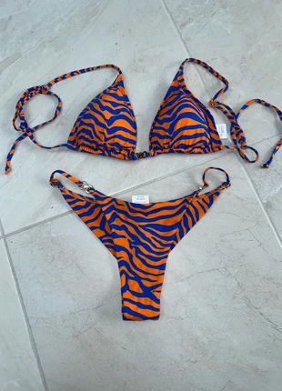 Orange and blue zebra striped bikini, brand: Zebra, condition: New without tags, size: S / 8, £5.00, £5.95 includes Buyer Protection