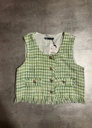 Top tweed vert Zara - taille M, brand: Zara, condition: New with tags, size: M / 38 / 10, €10.00, €11.20 includes Buyer Protection