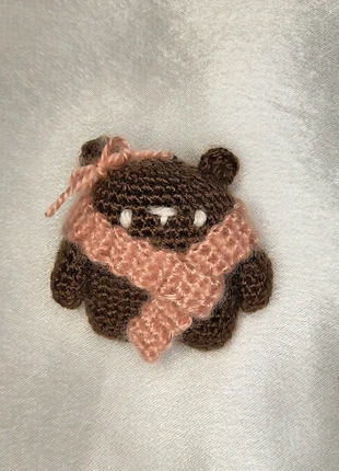Crochet Amigurumi | Little Brown Cookie Bear with Pink Scarf keychain | Handmade, marca: Fait Main, estado: Nuevo sin etiquetas, 17,95 €, 19,55 € Protección al comprador incluida