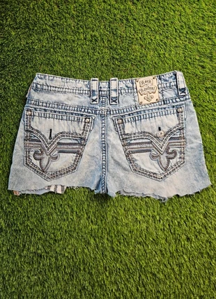 Rock Revival Y2K Embroidered Denim Mini Shorts - Bling & Vintage Western Vibes, brand: Rock Revival, condition: Very good, size: XXL / 44 / 16, €14.00, €15.40 includes Buyer Protection