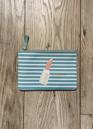 Pochette neuve marinière bleu et blanc motif rouge à lèvres « Beautiful », état: Neuf sans étiquette, 1,00 €, 1,75 € Protection acheteurs incluse