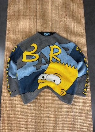 Pull Rare Gris, jaune et Bleu Bart Simpson Vintage Y2K 2000s, Funky Knitwear Oversize Taille L, brand: Vintage Dressing, condition: Very good, size: L, €90.00, €95.20 includes Buyer Protection Pro