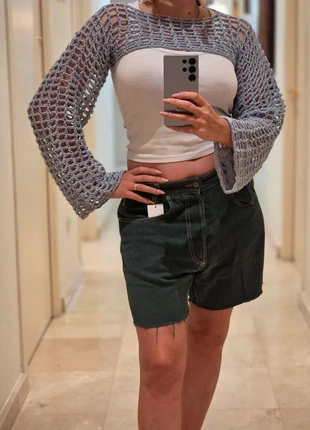 Bolero de ganchillo gris hecho a mano, marque: Local, état: Neuf sans étiquette, taille: S / 36 / 8, 11,00 €, 12,25 € Protection acheteurs incluse